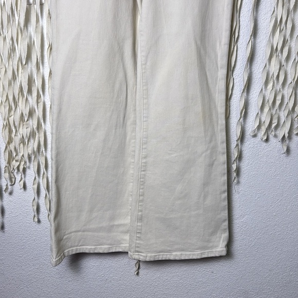 SPRWMN Cotton Denim Side Zip Flare Leg Pull On Pant in Natural Size S - Picture 4 of 7